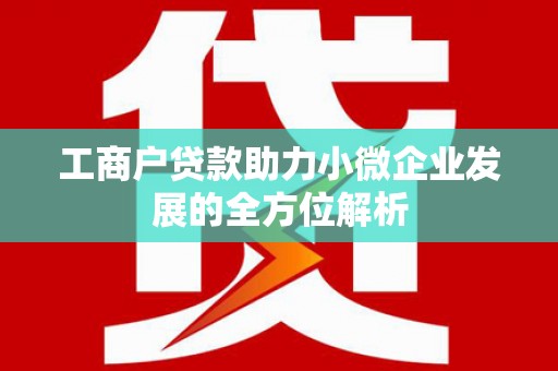 儋州工商户贷款助力小微企业发展的全方位解析