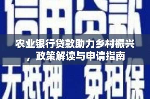 儋州农业银行贷款助力乡村振兴，政策解读与申请指南