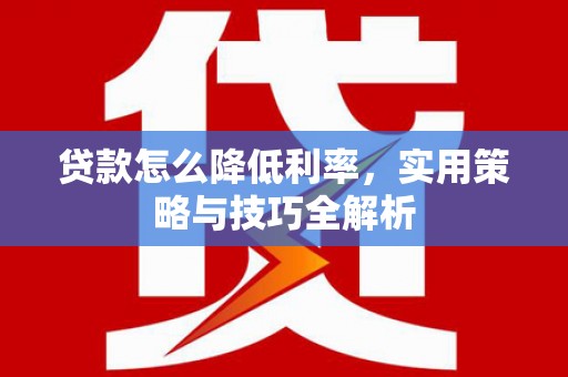 儋州贷款怎么降低利率，实用策略与技巧全解析