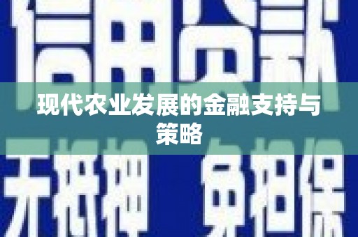 儋州现代农业发展的金融支持与策略